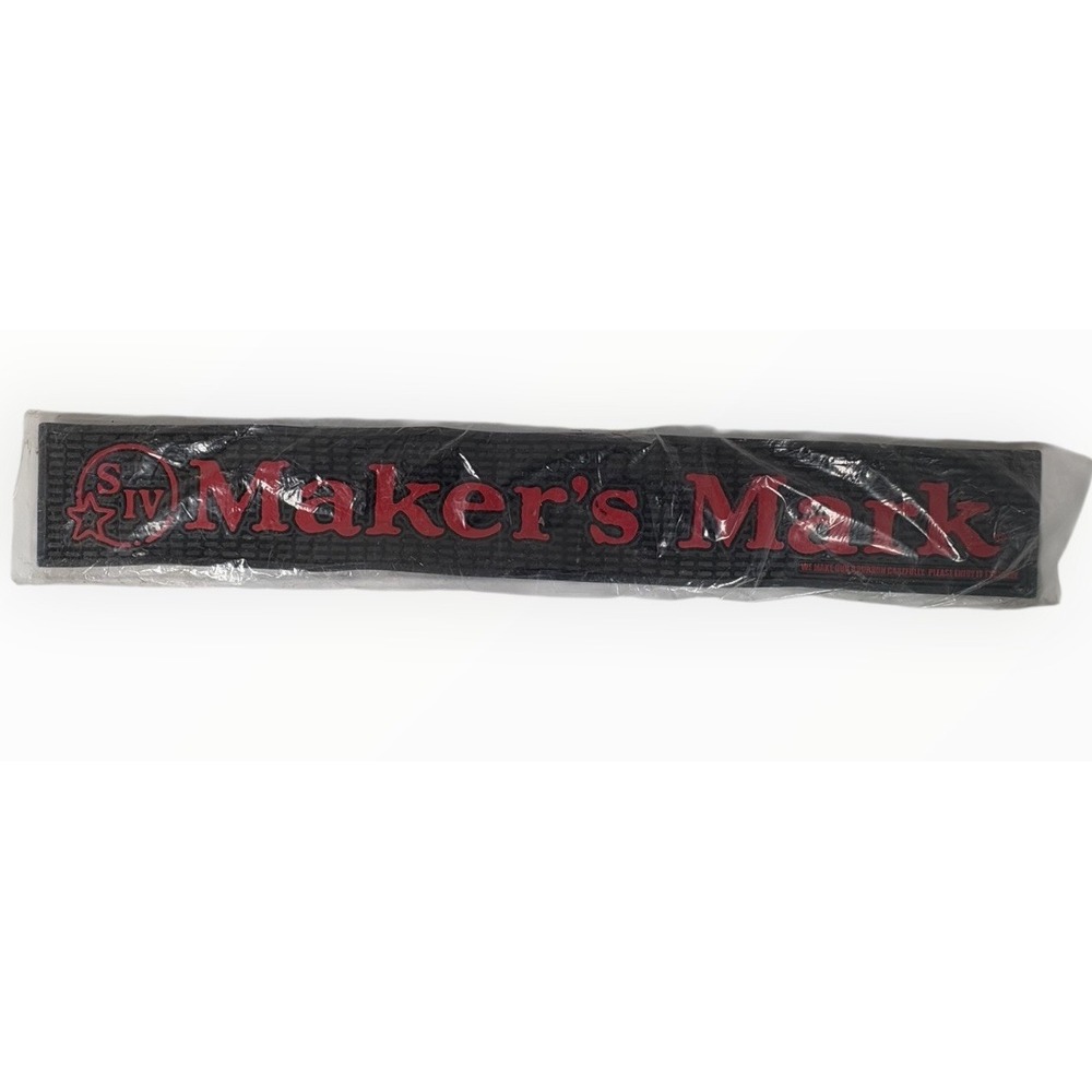 Maker's Mark Bar Rail Drip Mat 20.5" x 3.5" Black/Red